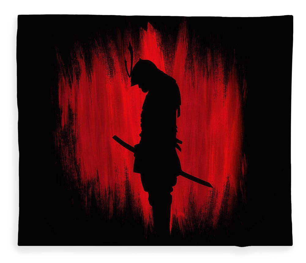 Ninja Fleece Blanket featuring the digital art The way of the samurai warrior by Philipp Rietz