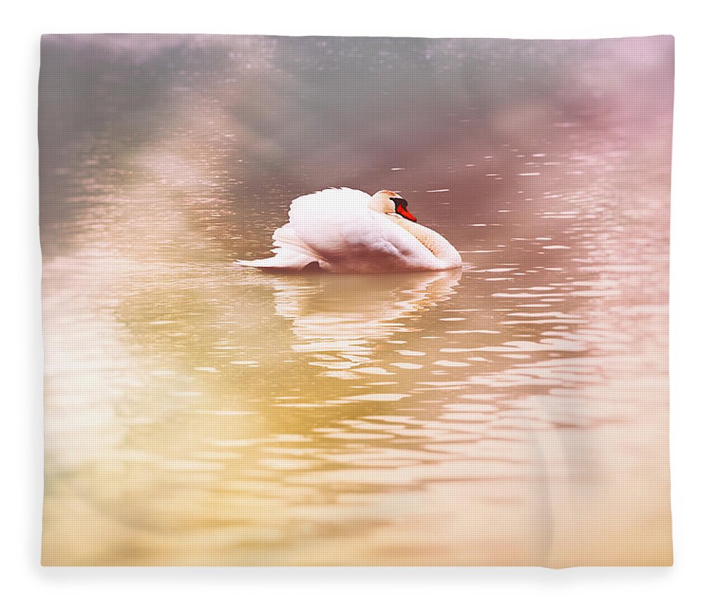 Swan Fleece Blanket featuring the photograph The White Pearl by Jaroslav Buna