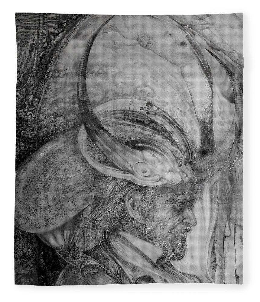 Drawing Fleece Blanket featuring the drawing The Wizard Of Earth-sea by Otto Rapp