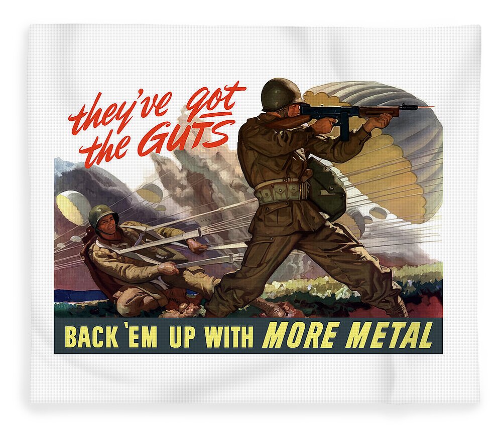 Airborne Fleece Blanket featuring the painting They've Got The Guts by War Is Hell Store