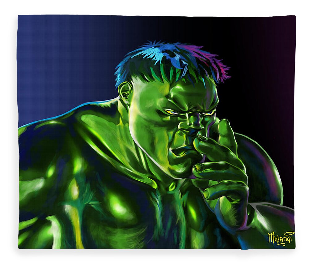 Torn Fleece Blanket featuring the painting Thinking HULK by Anthony Mwangi