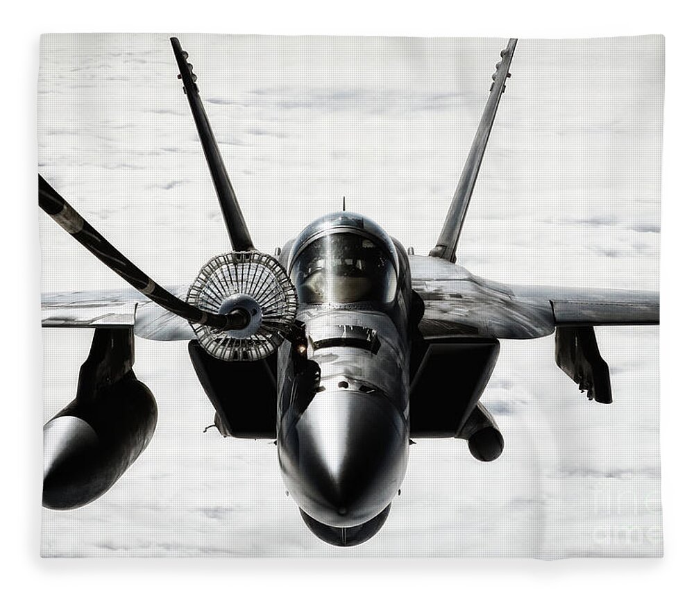 F18 Fleece Blanket featuring the digital art Thirsty Hornet by Airpower Art