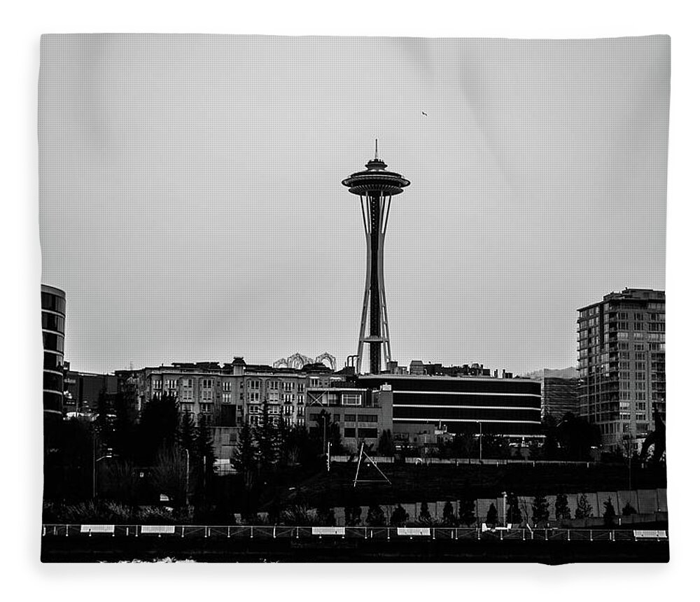 Seattle Fleece Blanket featuring the photograph This Is Seattle Black and White by D Justin Johns