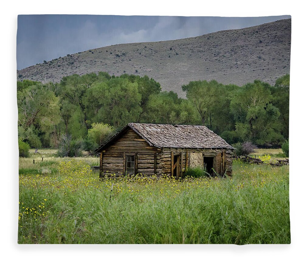 Cabin Fleece Blanket featuring the photograph This old Cabin by Jaime Mercado