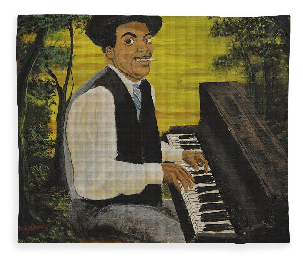 Fats Waller Fleece Blanket featuring the painting Thomas Fats Waller by Rod B Rainey