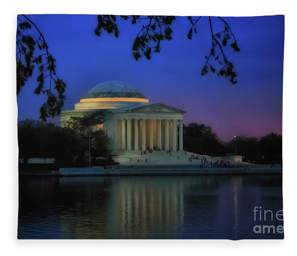 Thomas Jefferson Memorial Fleece Blanket featuring the photograph Thomas Jefferson Memorial Sunset by Elizabeth Dow