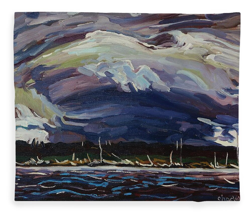 886 Fleece Blanket featuring the painting Thomson's Thunderhead by Phil Chadwick