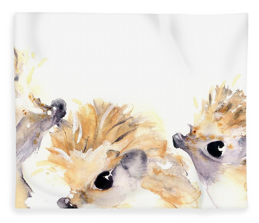 Hedgehog Watercolor Fleece Blanket featuring the painting Three Hedgehogs by Dawn Derman