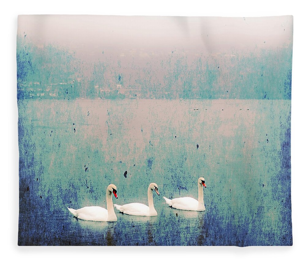 Swan Fleece Blanket featuring the photograph Three Swans by Joana Kruse