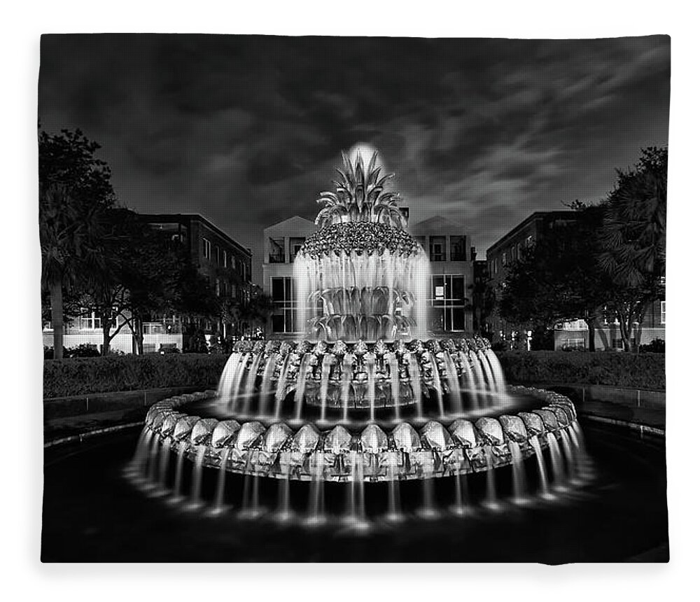 Charleston Fountain Fleece Blanket featuring the photograph Luminescence 2 by Norma Brandsberg