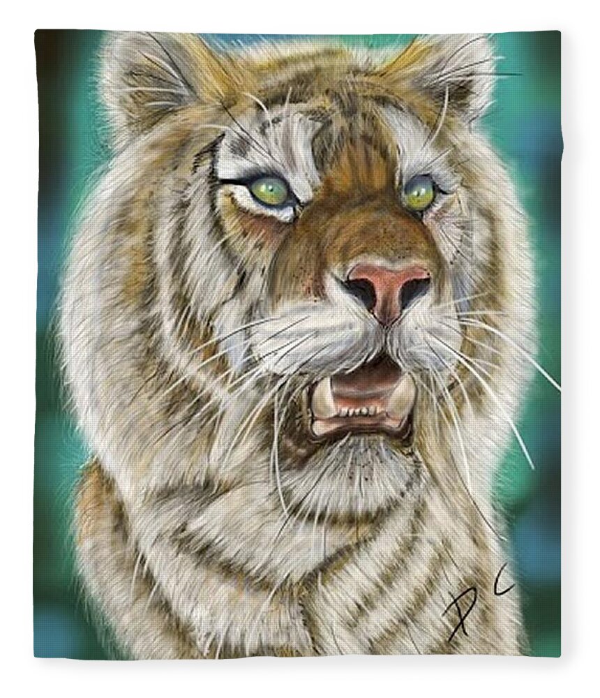 Tiger Fleece Blanket featuring the digital art Tiger by Darren Cannell
