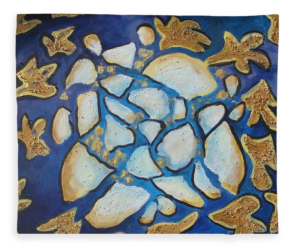 Abstract Fleece Blanket featuring the painting Tikkun Olam Heal the World by Laurie Morgan