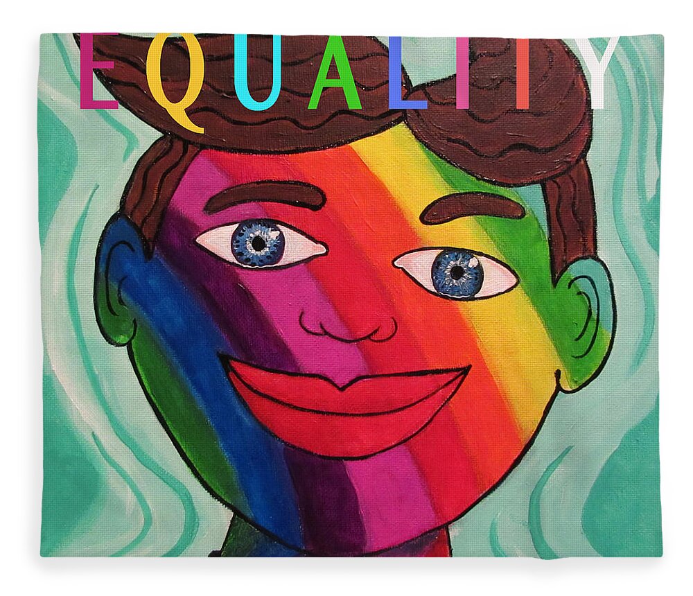 Rainbow Fleece Blanket featuring the painting Tillie for Equality by Patricia Arroyo