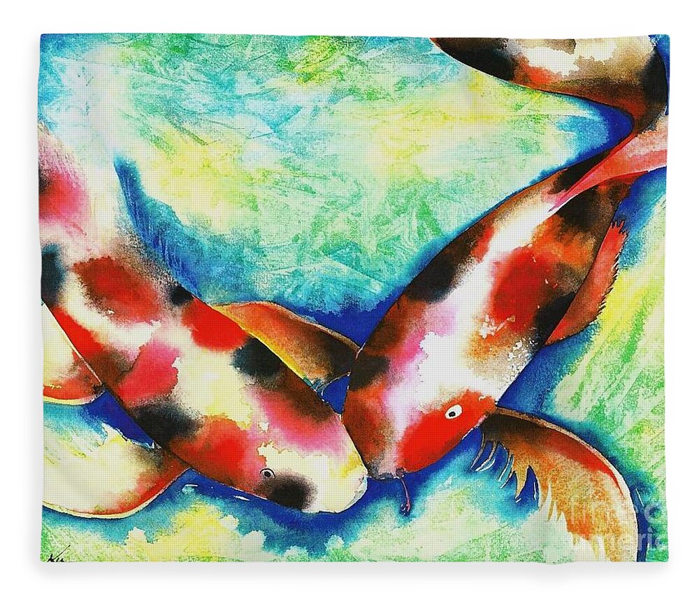 Nature Fleece Blanket featuring the painting Timeless Love by Frances Ku