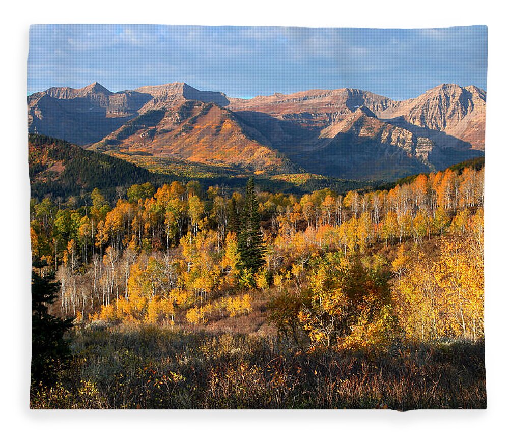 Timpanogos Fleece Blanket featuring the photograph Timpanogos Autumn Sunrise by Brett Pelletier