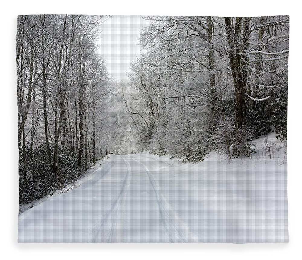 Snow Fleece Blanket featuring the photograph Tire Tracks In Fresh Snow by D K Wall