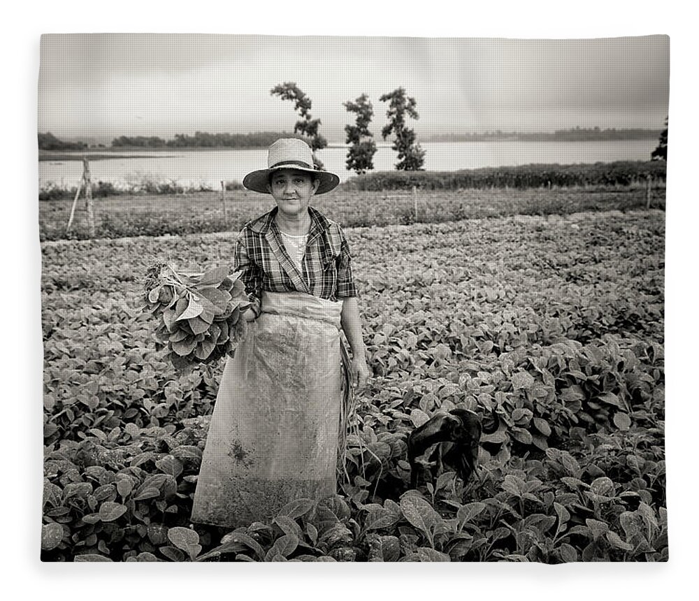Cuba Fleece Blanket featuring the photograph Tobacco Farm by Mary Buck