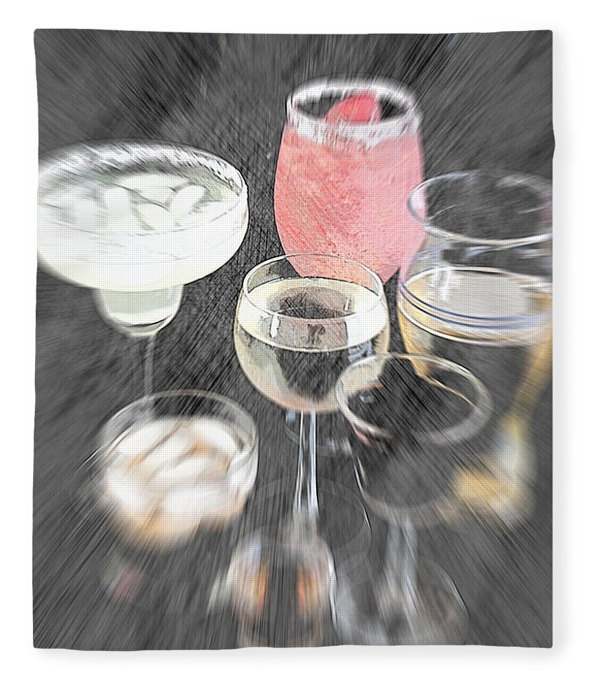 Alcohol Fleece Blanket featuring the mixed media Too Many to Drive by Sherry Hallemeier