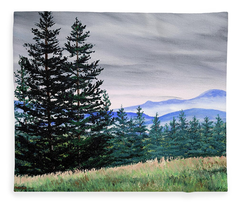 Oregon Fleece Blanket featuring the painting Top of Bald Hill by Laura Iverson