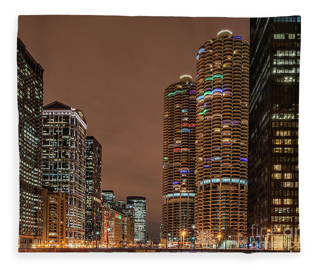 Chicago Fleece Blanket featuring the photograph Touch of holiday colors by Izet Kapetanovic