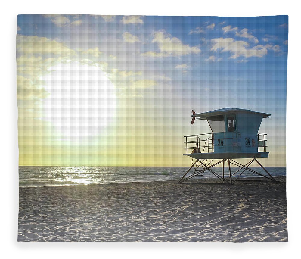Beach Fleece Blanket featuring the photograph Tower 34 by Alison Frank