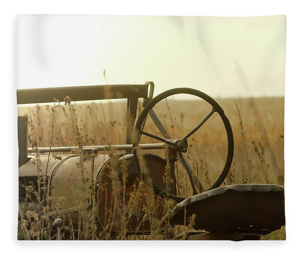 Tractor Fleece Blanket featuring the photograph Tractor Sunrise by Troy Stapek