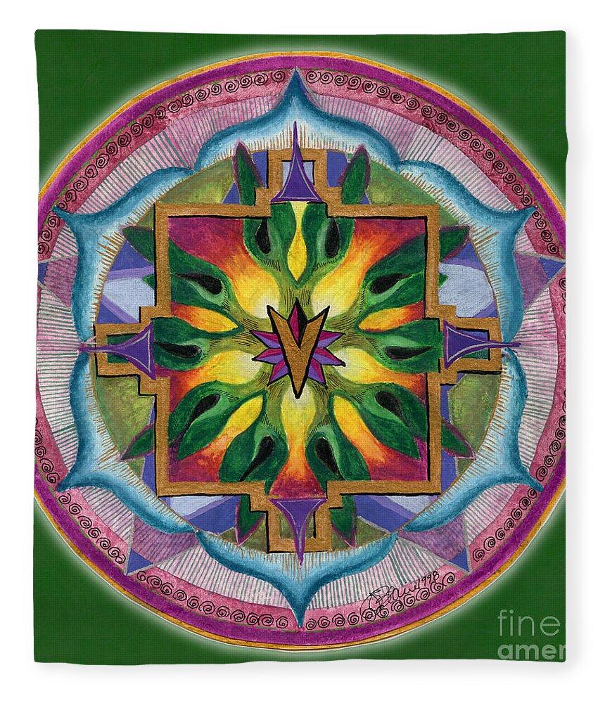 Transformation Fleece Blanket featuring the painting Transformation Mandala by Jo Thomas Blaine