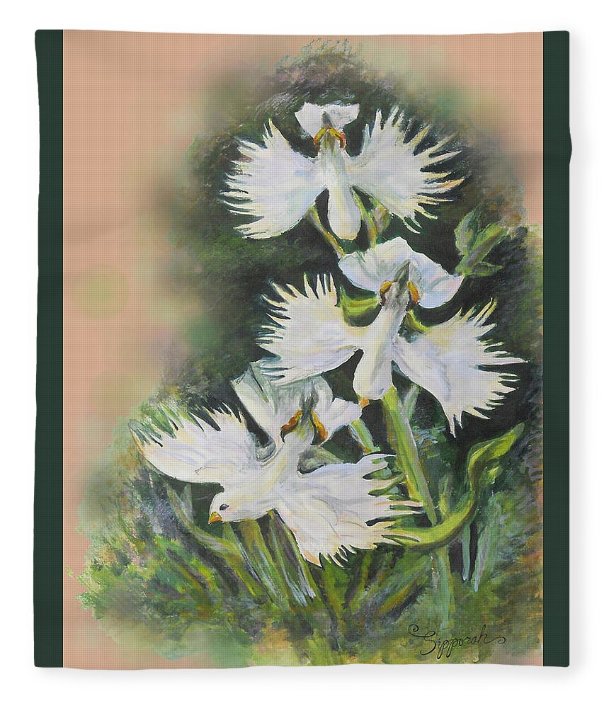 Flower Fleece Blanket featuring the mixed media Transformation by Sipporah Art and Illustration