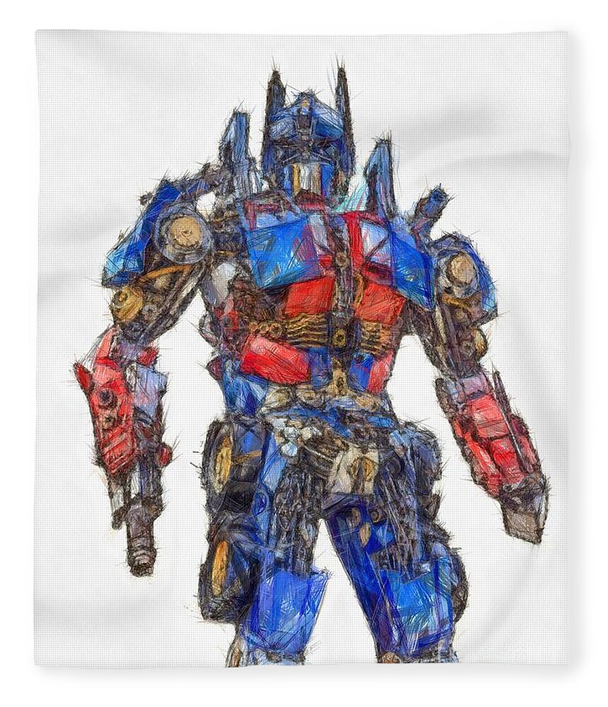 Optimus Prime Fleece Blanket featuring the drawing Transformers Optimus Prime Or Orion Pax Colored Pencil by Edward Fielding