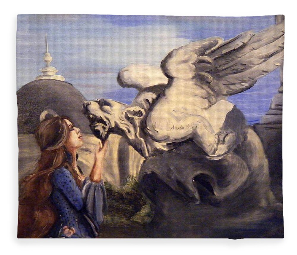 Woman Fleece Blanket featuring the painting Trapped Souls by Scarlett Royale