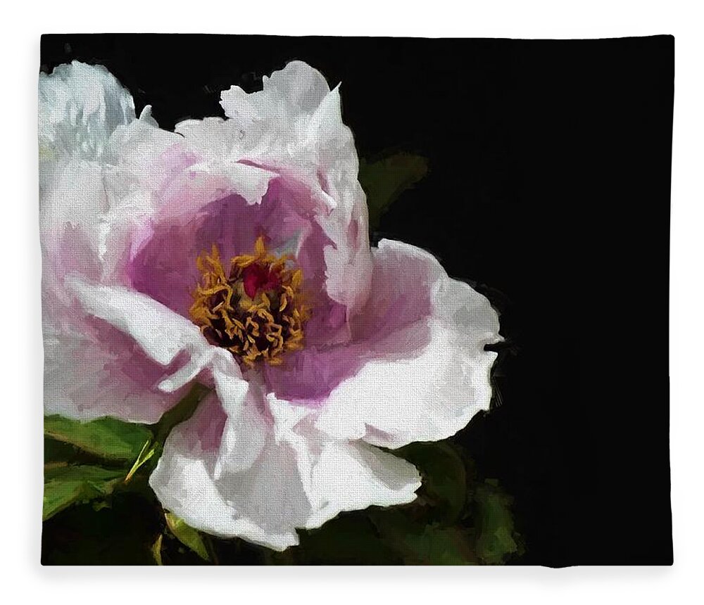 Floral Fleece Blanket featuring the digital art Tree Paeony II by Charmaine Zoe