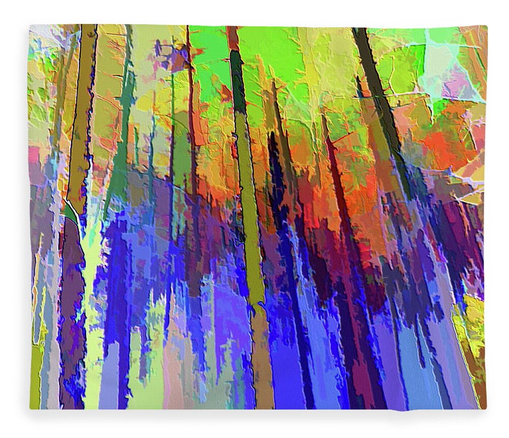 Abstract Fleece Blanket featuring the mixed media Trees Abstract by Rosalie Scanlon