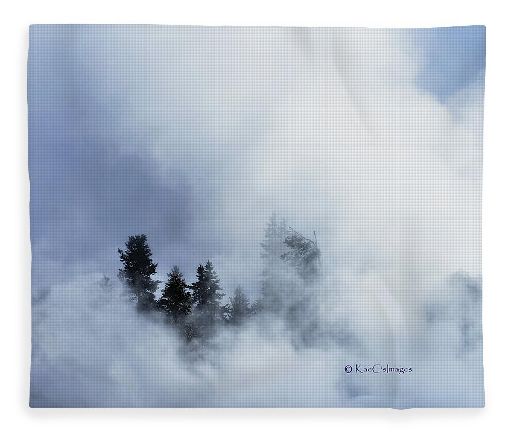 Firehole River Fleece Blanket featuring the photograph Trees through Firehole River Mist by Kae Cheatham