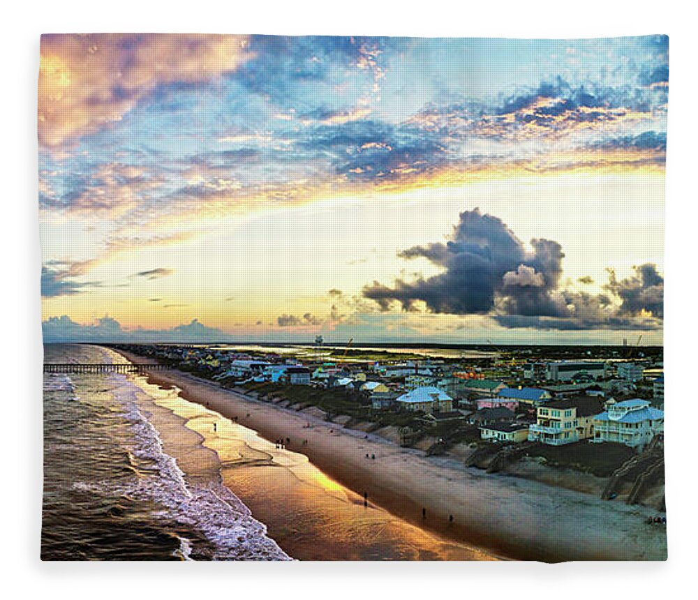 Surf City Fleece Blanket featuring the photograph Tri Colored Beach by DJA Images