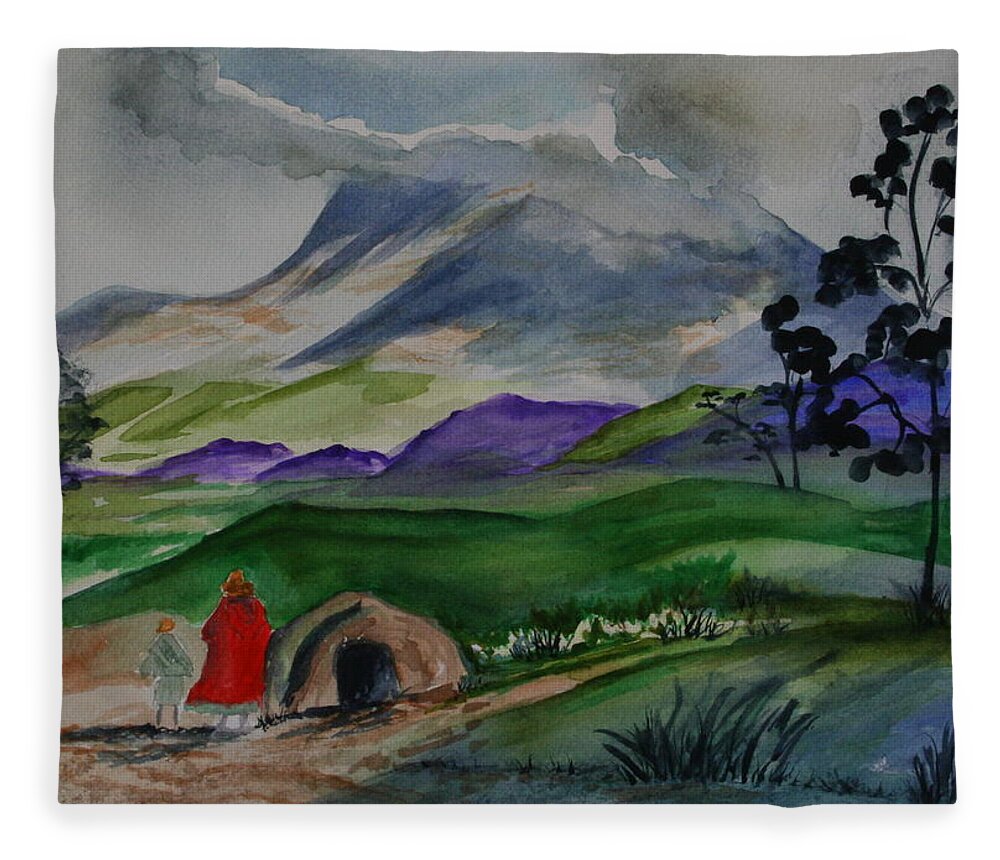Watercolor Fleece Blanket featuring the painting Tribute to John Pike 2 by Julie Lueders 