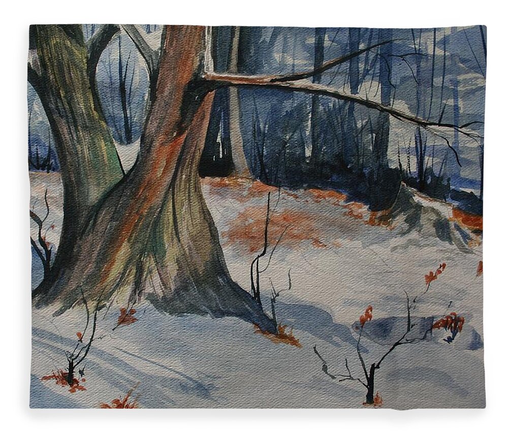 Snow Fleece Blanket featuring the painting Tribute to John Pike by Julie Lueders 