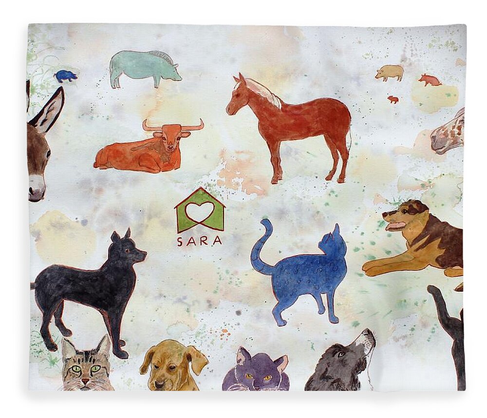 Horse Fleece Blanket featuring the painting Tribute to Tracy by Vera Smith