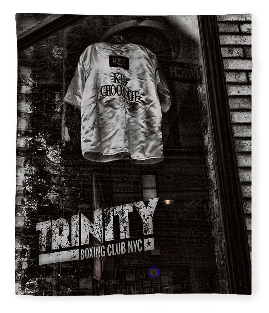 Nyc Fleece Blanket featuring the photograph Trinity Boxing Club Display T-Shirt NY by Chuck Kuhn