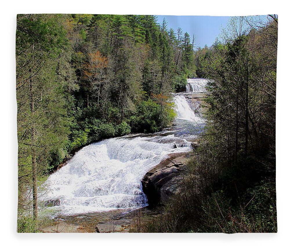 Waterfalls Fleece Blanket featuring the photograph Triple Falls View by Allen Nice-Webb