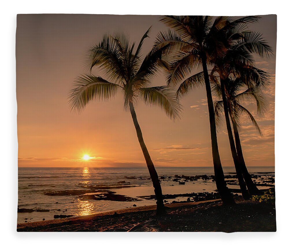 Tropical Sunset Fleece Blanket featuring the photograph Tropical Sunset 0701 by Kristina Rinell