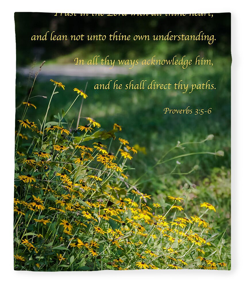 Proverbs 3:5-6 Fleece Blanket featuring the photograph Trust In The Lord- Blackeyed Susans by Holden The Moment
