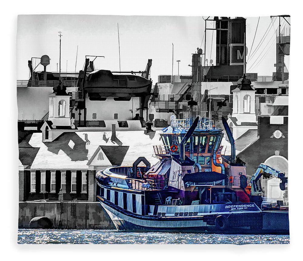Boat Fleece Blanket featuring the photograph Tugboat Independence by David Thompsen