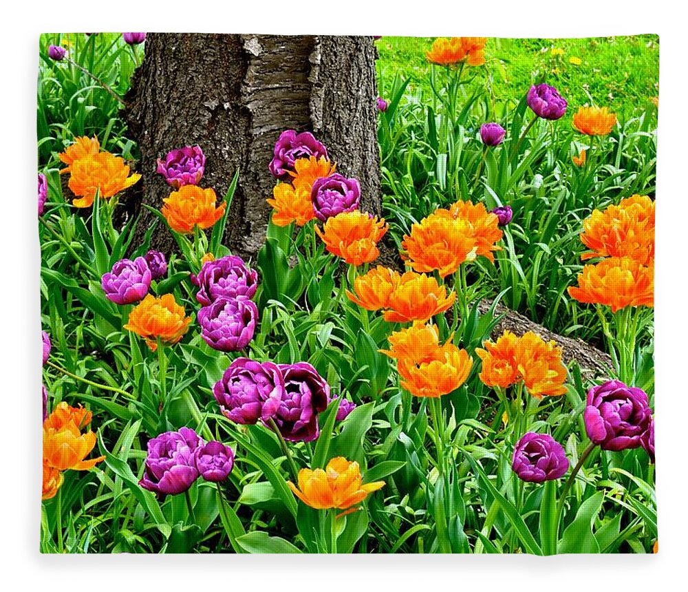 Tulips Fleece Blanket featuring the photograph Tulips by Monika Salvan