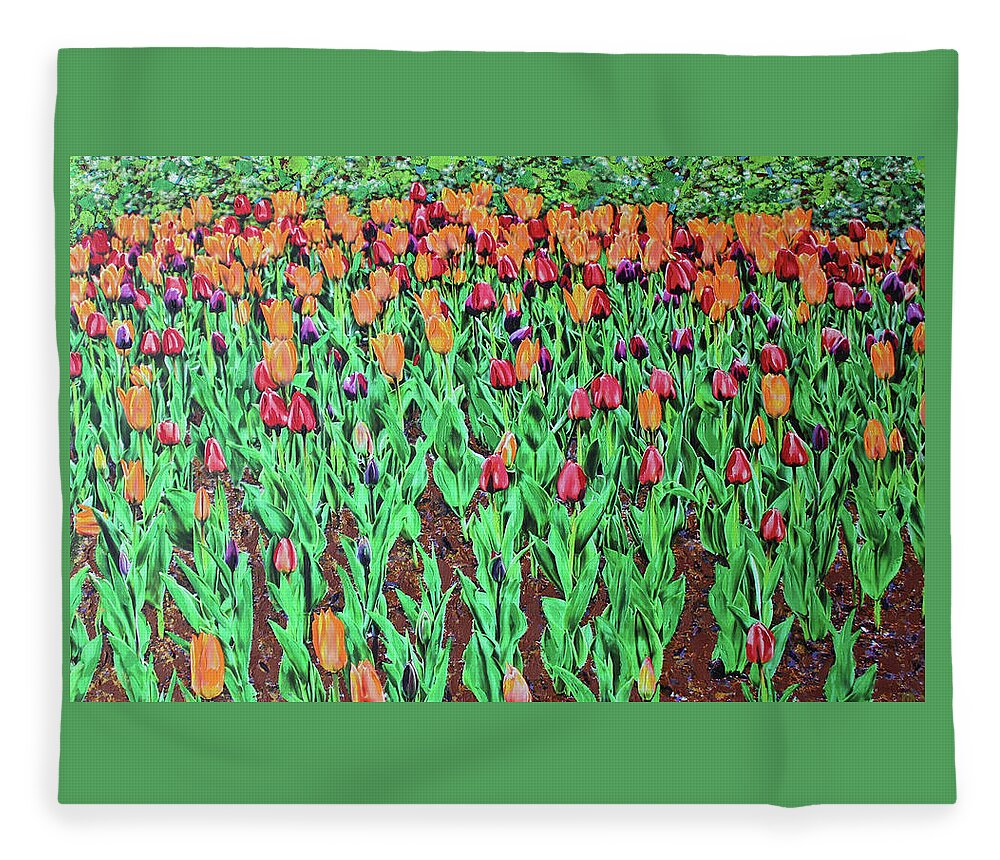 Tulips Fleece Blanket featuring the painting Tulips Tulips Everywhere by Deborah Boyd