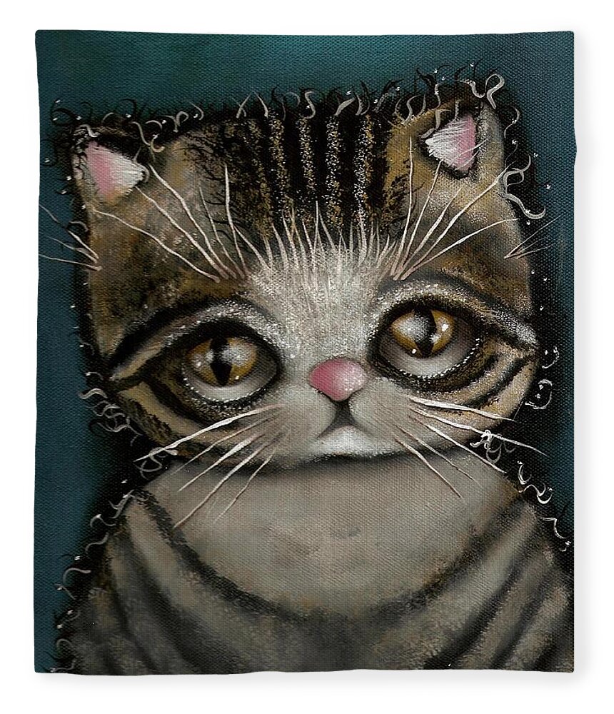 Kittie Cat Fleece Blanket featuring the painting Tully by Abril Andrade