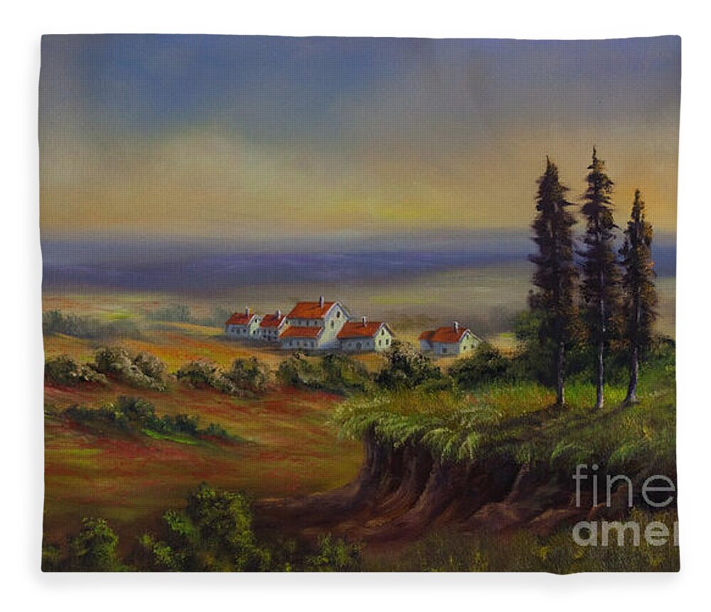 Tuscany Painting Fleece Blanket featuring the painting Tuscany at Dusk by Charlotte Blanchard