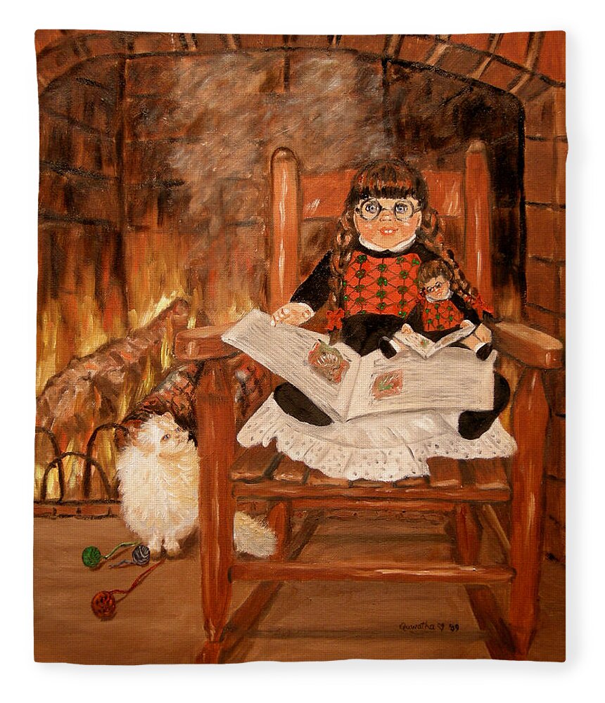 Doll Fleece Blanket featuring the painting Twice Upon a Time by Quwatha Valentine