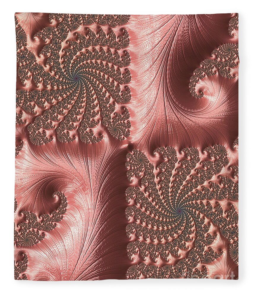 Fractal Fleece Blanket featuring the digital art Twisted Coral by Elaine Teague