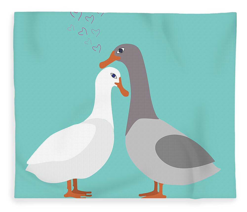 Marina Usmanskaya Fleece Blanket featuring the digital art Two ducks in love by Marina Usmanskaya