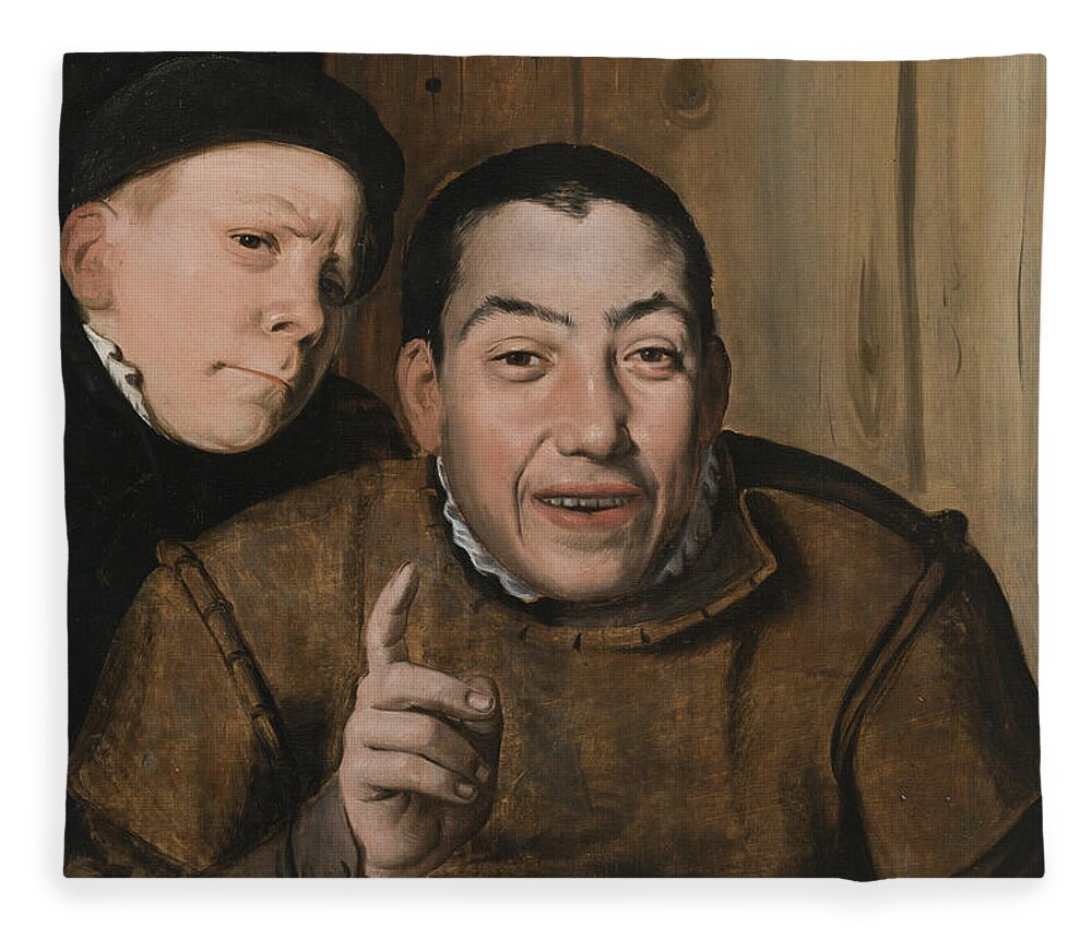 Men Fleece Blanket featuring the painting Two Jesters by Flemish School